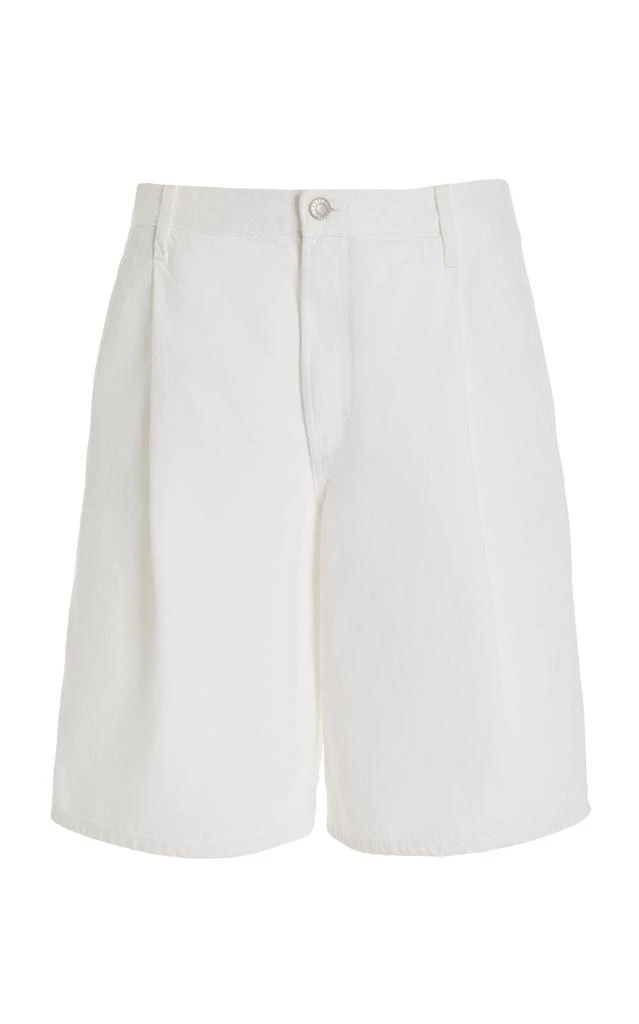 AGOLDE Agolde - Ellis Pleated Organic Cotton Denim Shorts - White - 32 - Moda Operandi 1
