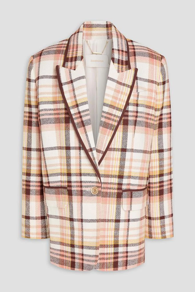 Zimmermann Checked linen and cotton-blend blazer