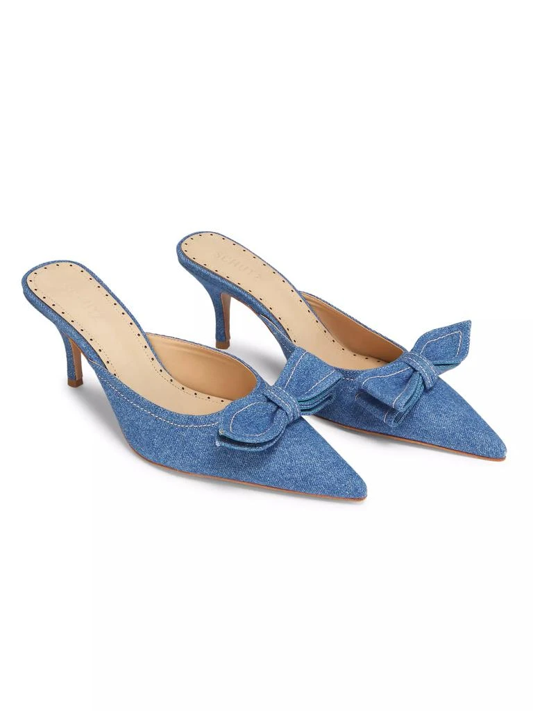 Schutz Claire Bow 75MM Denim Mules 2