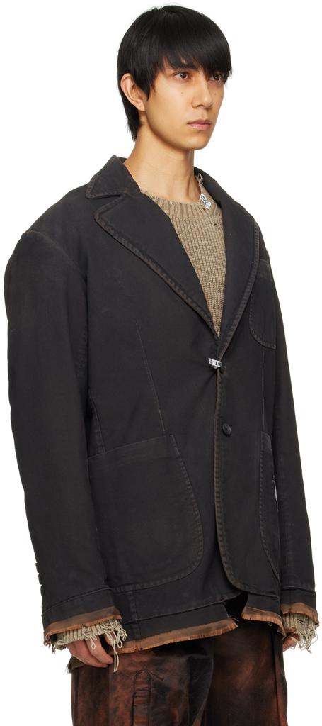 Maison MIHARA YASUHIRO Black Frayed Denim Blazer