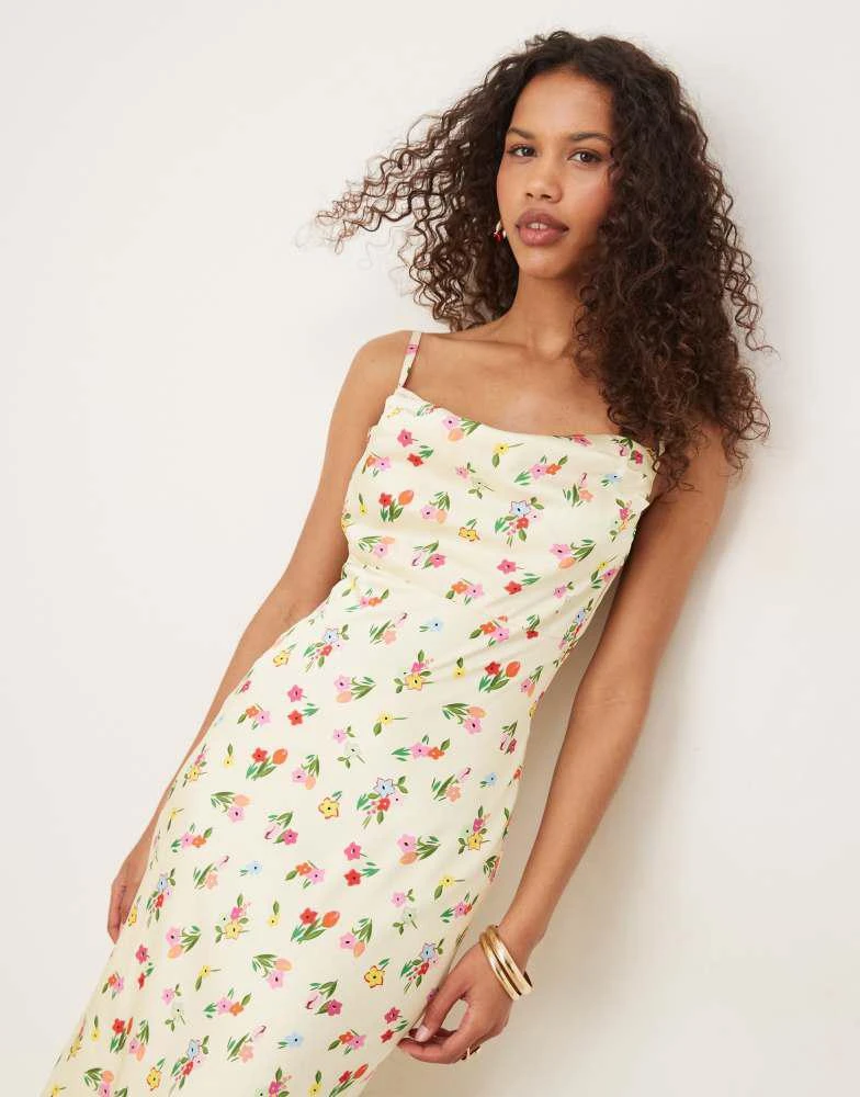 Omnes OMNES belle floral open back maxi dress in yellow 2