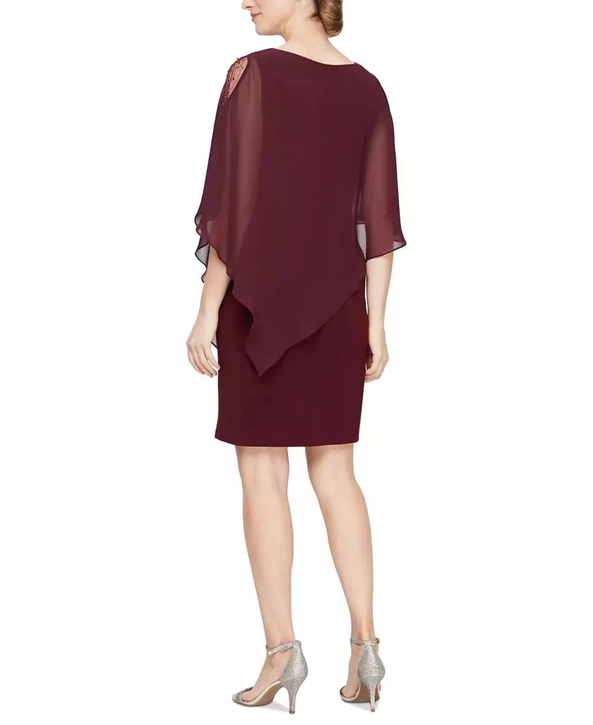 SL Fashions Women's Chiffon-Cape-Sleeve Sheath Dress 3
