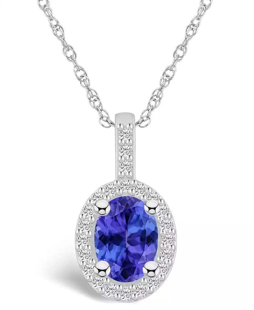 Macy's Tanzanite (1-1/4 Ct. t.w.) and Diamond (1/4 Ct. t.w.) Halo Pendant Necklace 1