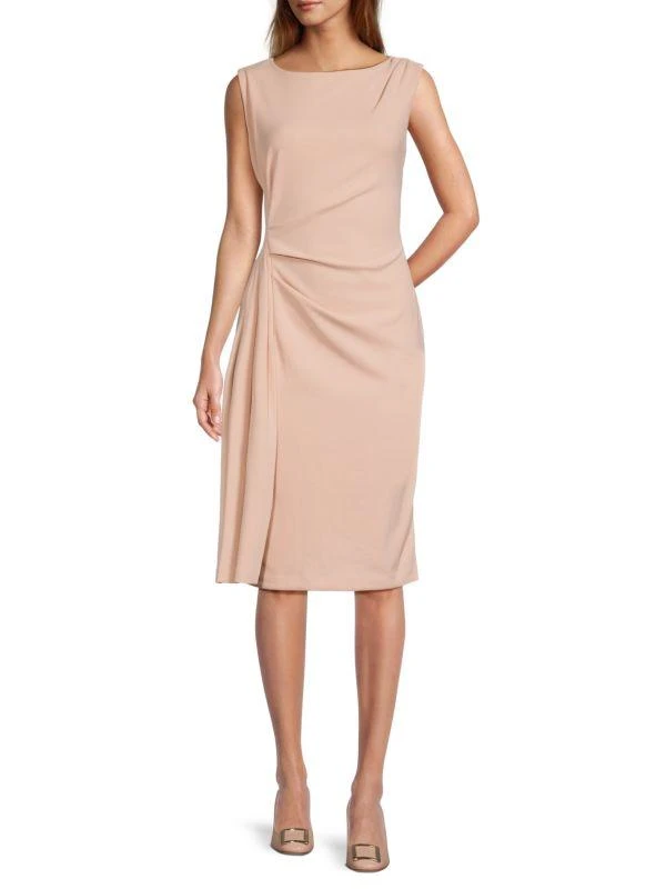 HALSTON Pleated Waist Dress 1