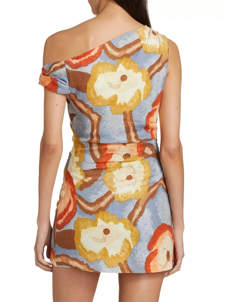 SIR. Avery Printed Linen One-Shoulder Minidress 5