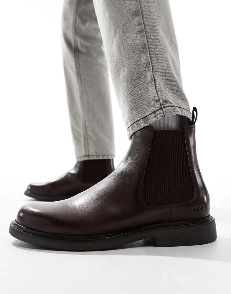 Levi's Levi's Amos leather chelsea boots in brown 3