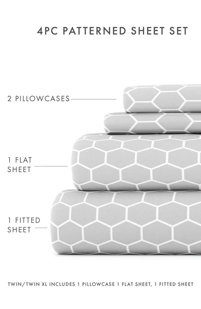 HOMESPUN HOME SPUN Premium Ultra Soft Honeycomb Pattern 4-Piece Bed Sheet Set 4