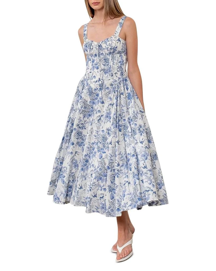 Moon River Floral Print Midi Dress 3