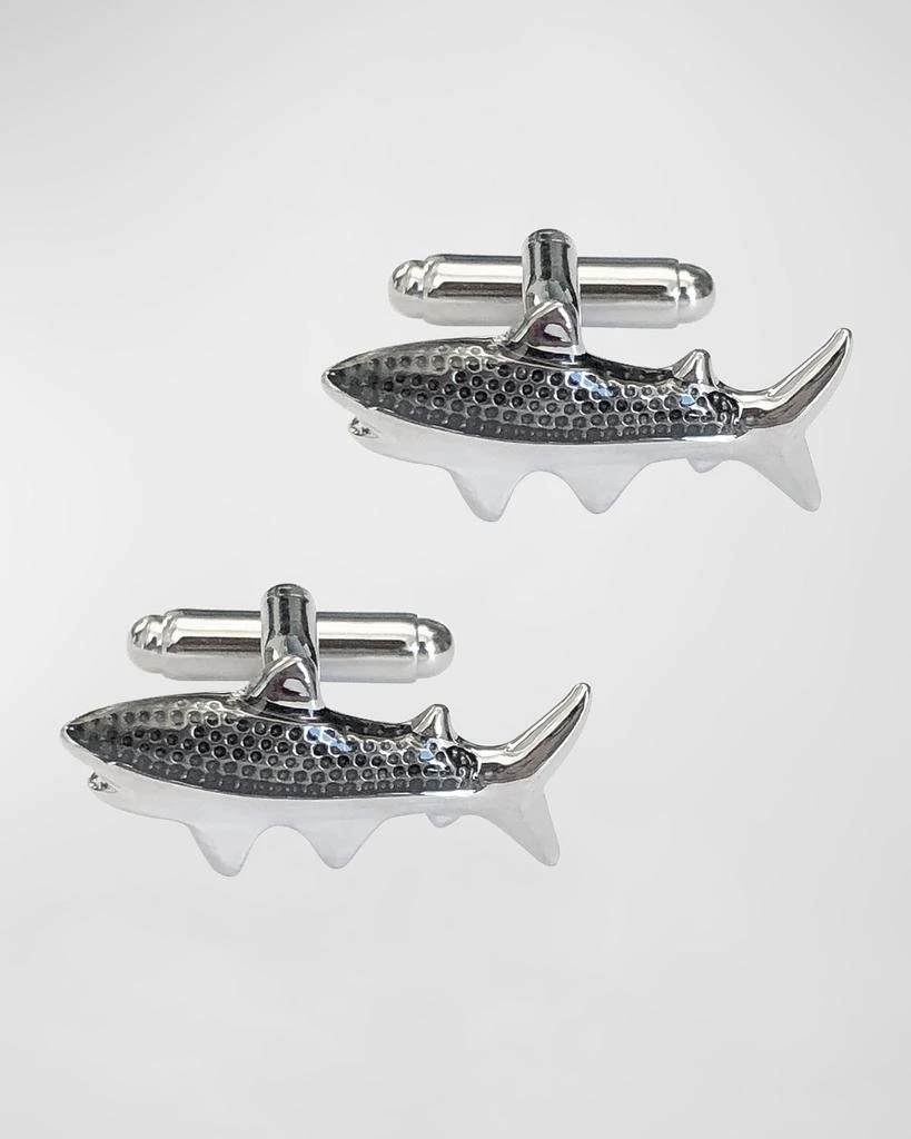 LINK UP Men's Silvertone Shark Cufflinks 1