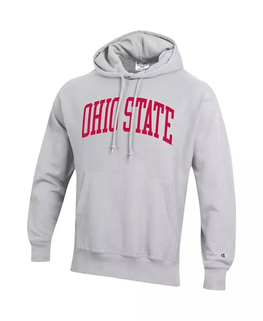 Champion Men's Heathered Gray Ohio State Buckeyes Big and Tall Reverse Weave Fleece Pullover Hoodie Sweatshirt 3