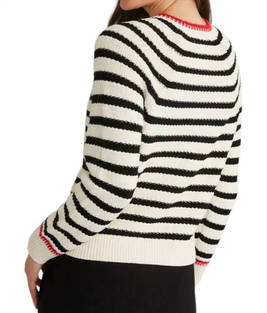 525 America 525 America - Stripe Textured Saddle Sleeve Pullover Sweater