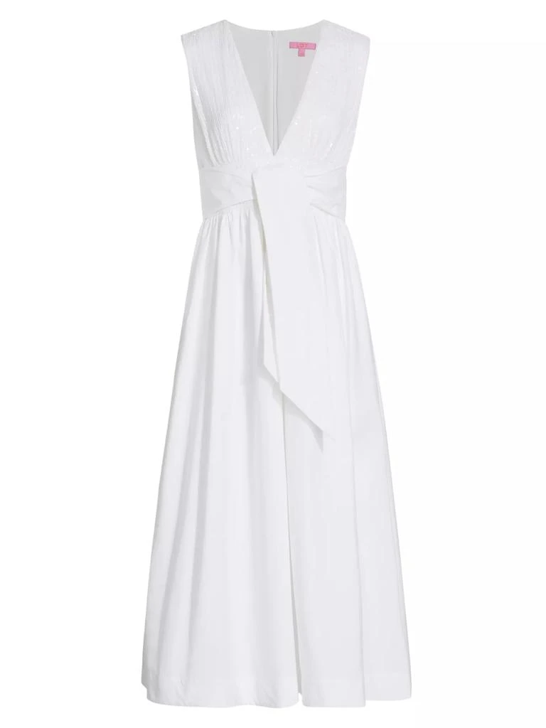 LDT Mixed Media V- Neck Midi-Dress 1