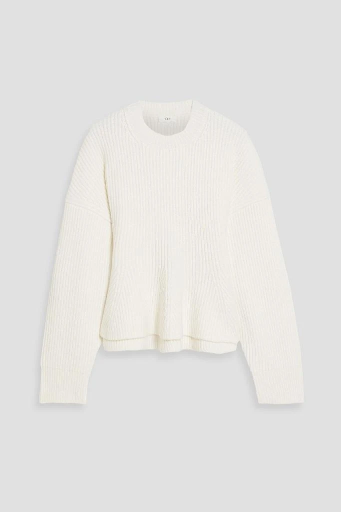 A.L.C. Eliza ribbed merino wool-blend peplum sweater 1