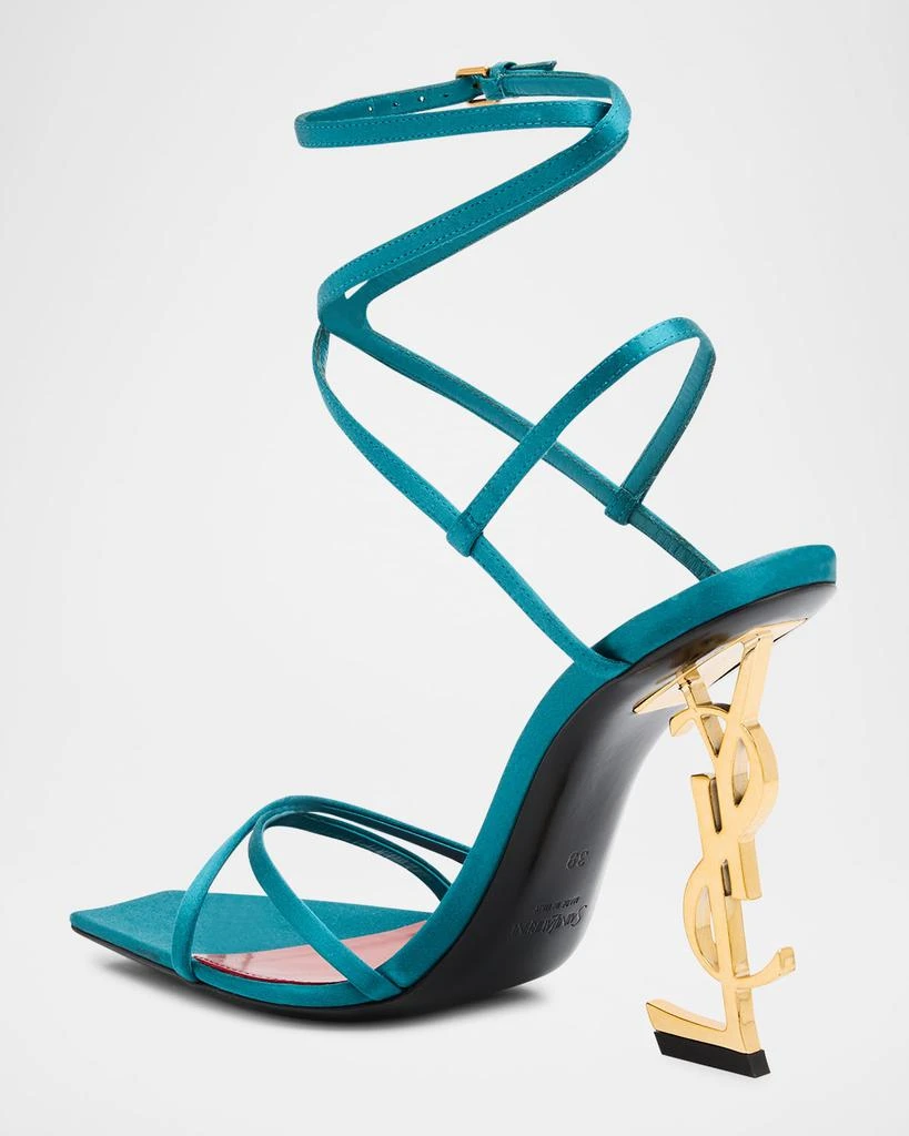 Yves Saint Laurent Opyum YSL Logo-Heel Wrap-Ankle Sandals with Golden Hardware 3