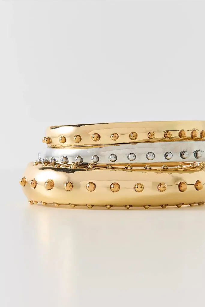 Urban Outfitters Studded Mixed Metal Bangle Bracelets Set
