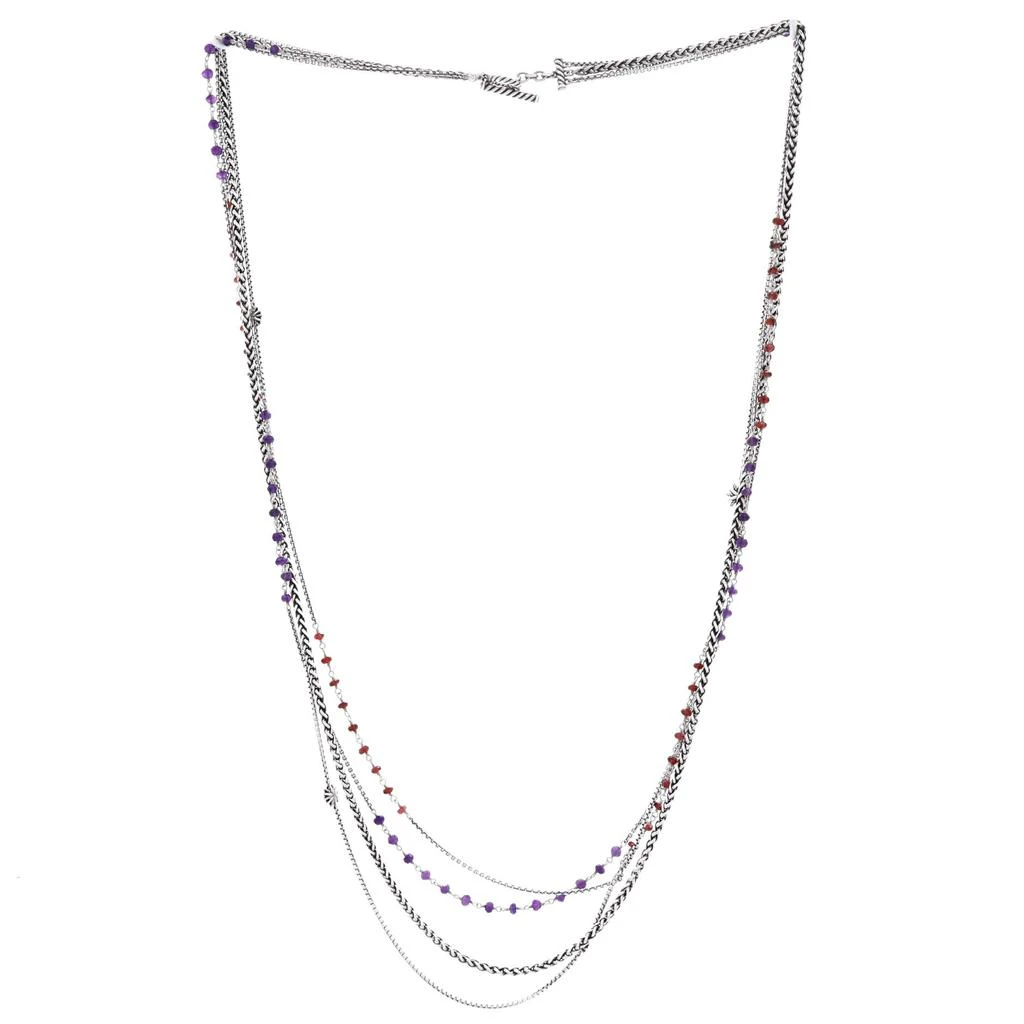 David Yurman Multistrand Starburst Station Necklace Sterling Silver with Amethysts and Garnets 2