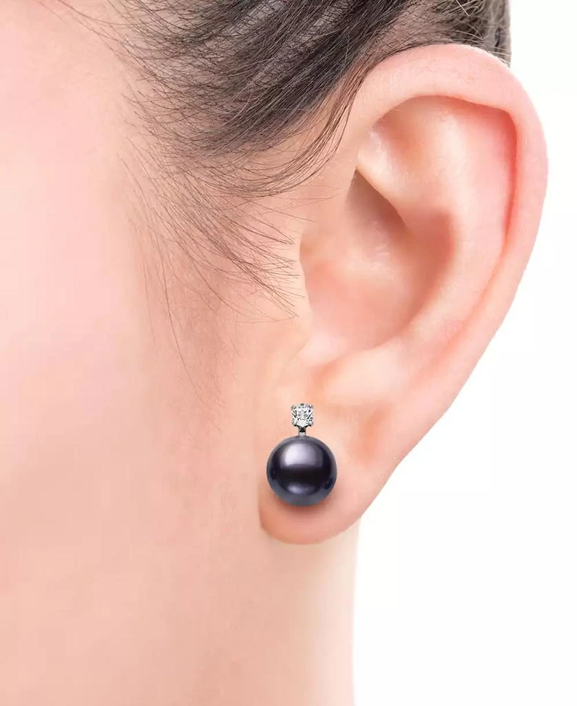 Belle de Mer 2-Pc. Set Dyed Black Peacock Cultured Freshwater Pearl (9-10mm) & Lab-Created White Sapphire (1/3 ct. t.w.) Pendant Necklace & Stud Earrings in Sterling Silver (Also in Blush Pink Freshwater Pearl) 3