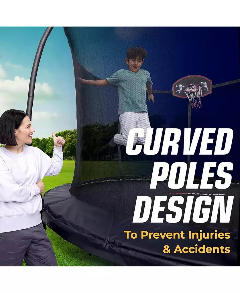 Lifemaster Pumpkin Trampoline with Basketball Hoop 
Inner Enclosure - Safe, Durable,Family Fun - Heavy Duty Galvanized Springs - Waterproof Padding - Stable Base - Outdoor Backyard Style 5