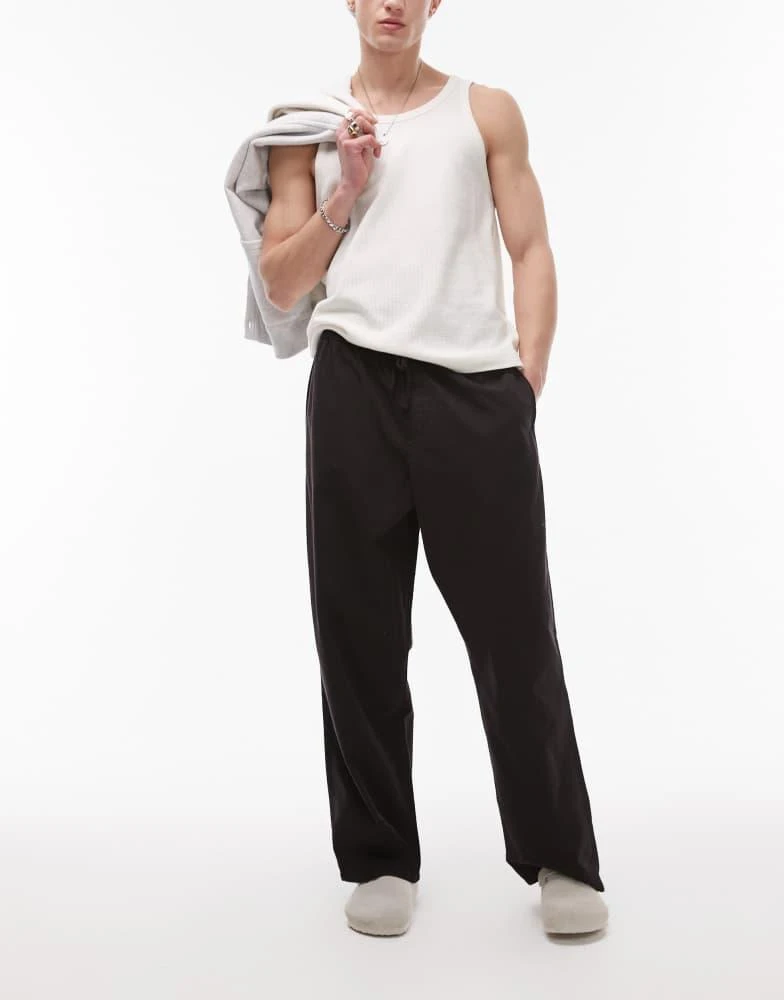 Topman Topman relaxed ripstop trouser in black 5