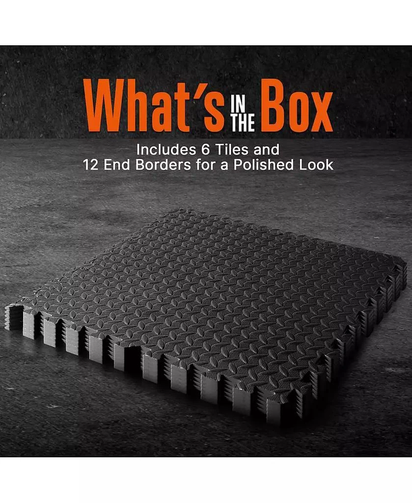 SQUATZ 6-Piece Puzzle Exercise Mat, EVA Foam Tiles, Black 7