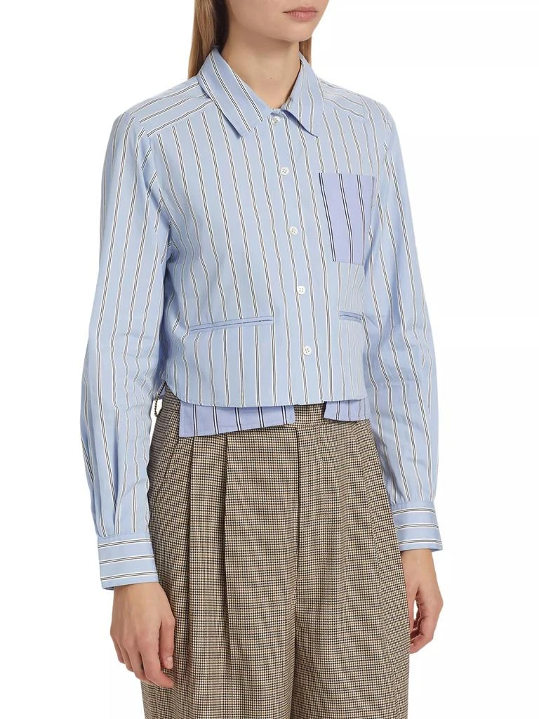 MOUSSY VINTAGE Striped Cotton Layered Crop Shirt 4