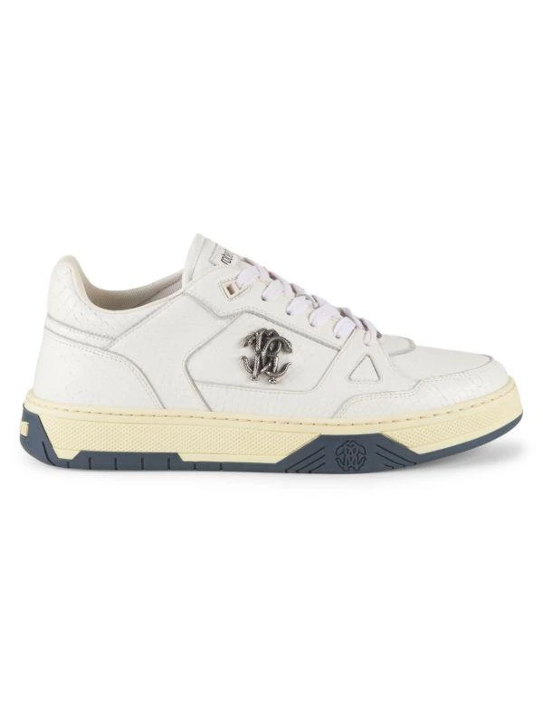 Roberto Cavalli Embossed Logo Leather Sneakers 1