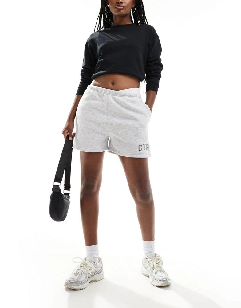 The Couture Club The Couture Club CTRE varsity shorts in grey marl 1