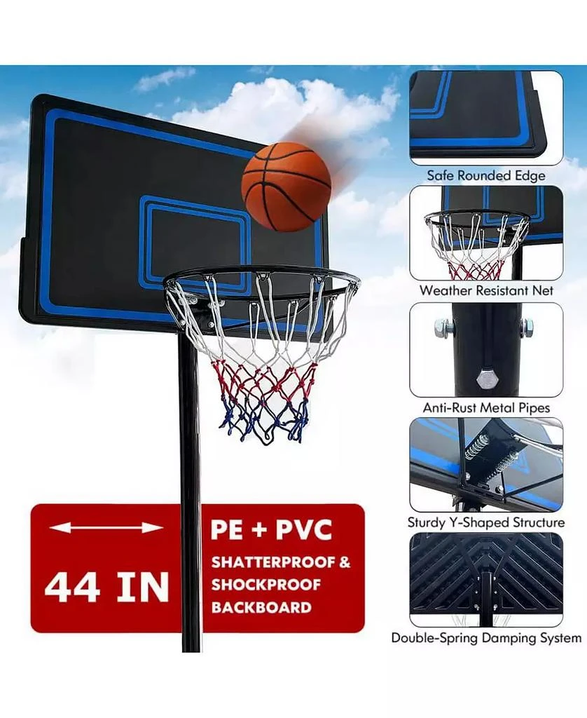 SUGIFT Adjustable Portable Basketball Hoop System with 44 Inch Backboard 5