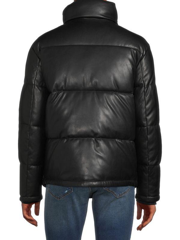 Calvin Klein ​Mock Neck Faux Leather Puffer Jacket