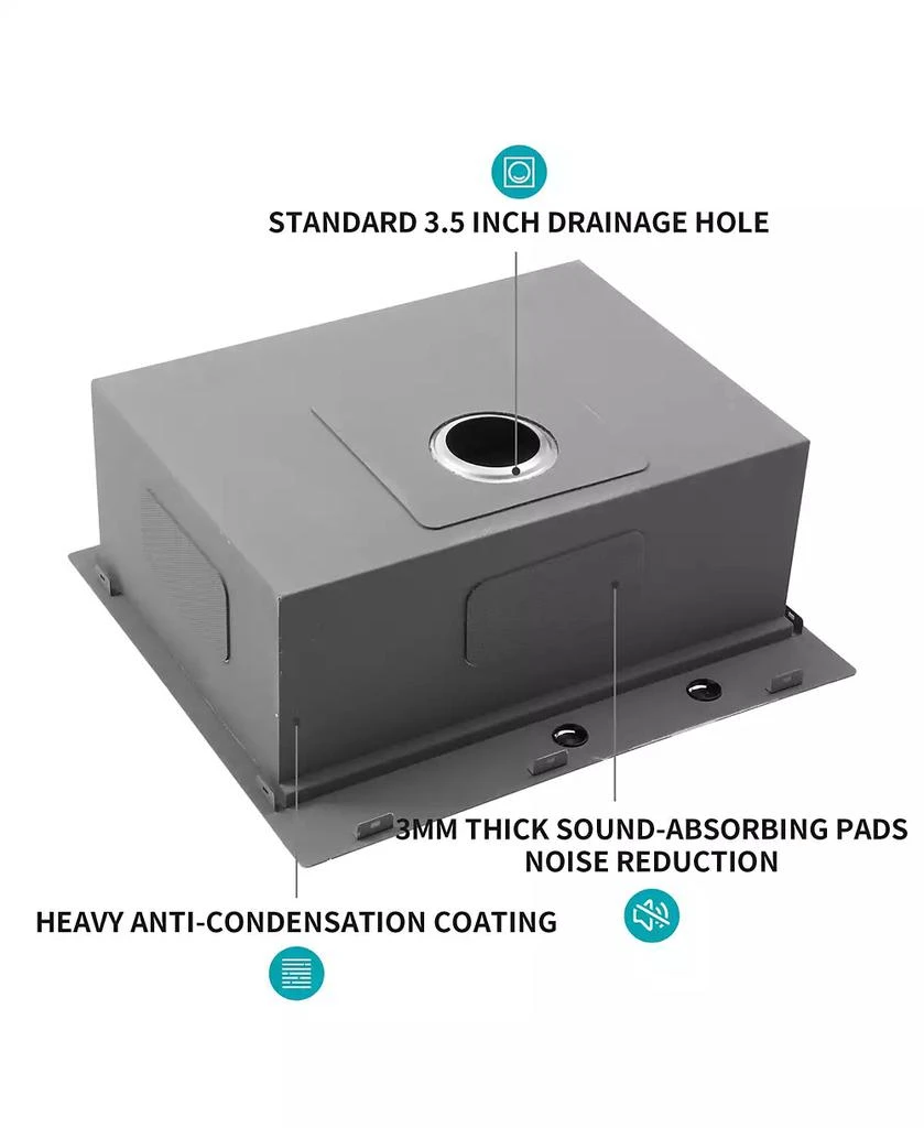 Flynama 33x22x10inch Drop In Kitchen Sink Stainless Steel Workstation Single Bowl 16 Gauge Topmount 6