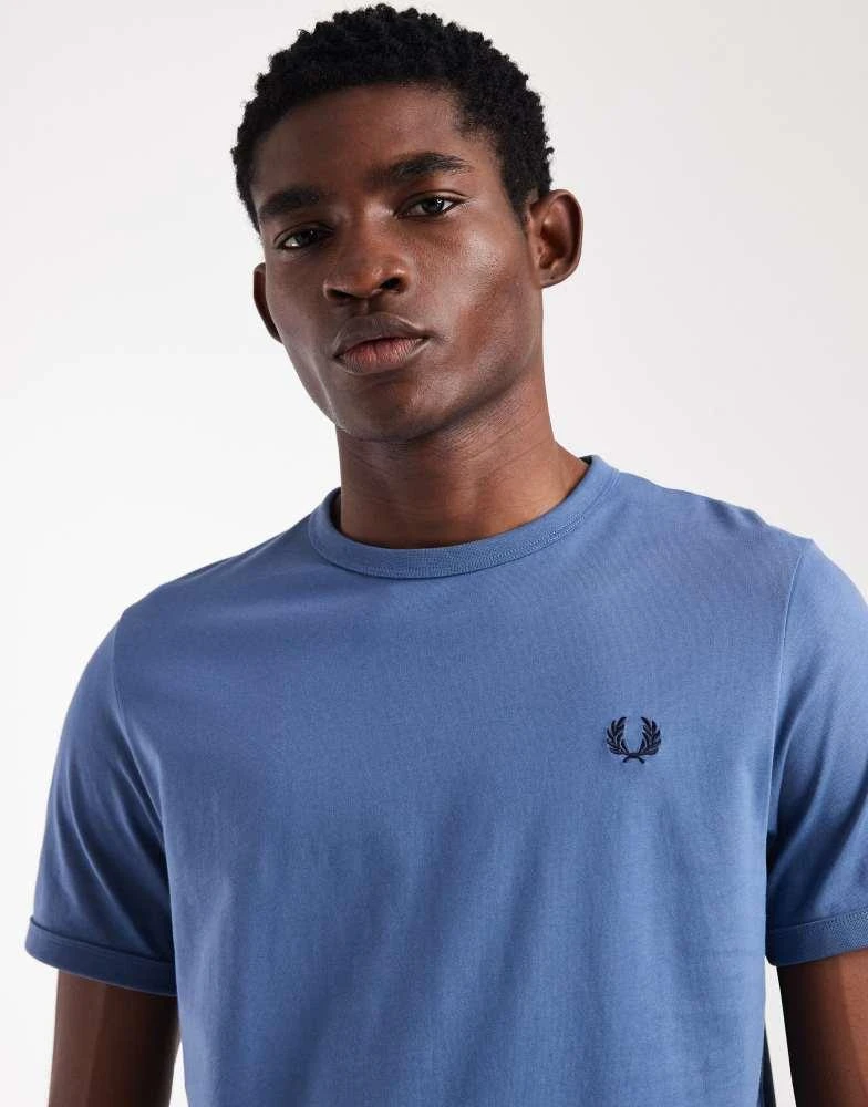 Fred Perry Fred Perry logo ringer t-shirt in bright blue 5