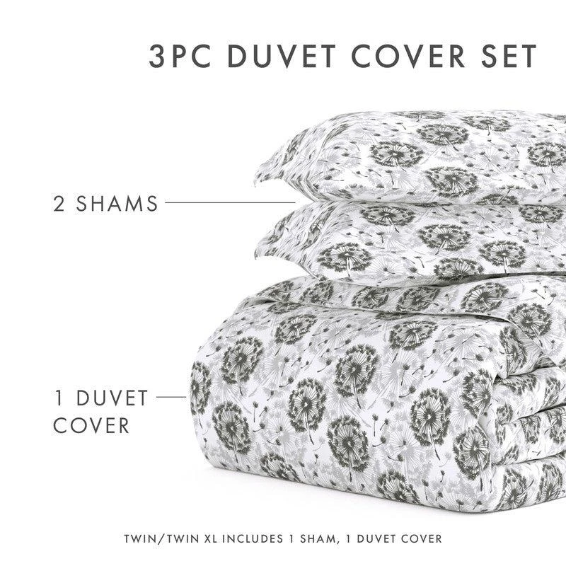 IENJOY HOME Make a Wish Light Gray Pattern Duvet Cover Set Ultra Soft Microfiber Bedding, Full/Queen 6