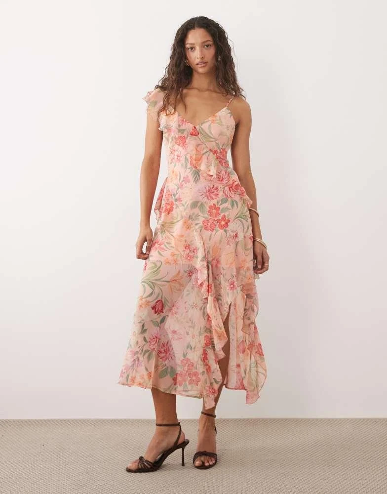 New Look New Look ruffle front chiffon maxi dress in cream floral - Dresses  & Skirts - BeyondStyle