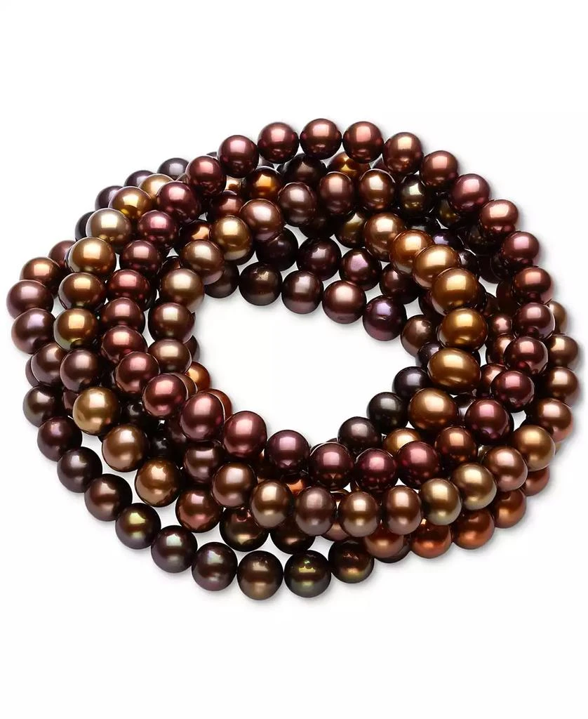 Belle de Mer 7-Pc. Set Dyed Chocolate Cultured Freshwater Baroque Pearl (6-7mm) Stretch Bracelets 3