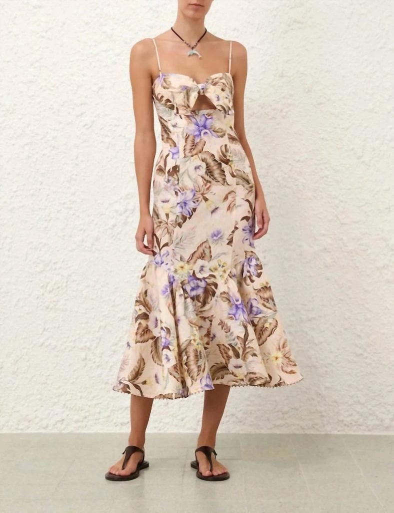 Zimmermann - Women's Tie Front Midi Dress  On Sale Now with Up to 57% Off  | Discover Exclusive Deals & Savings at BeyondStyle  Authentic Zimmermann  women > dresses > midi|1716463336|beige|clothing|dresses|floral|linen|midi |women