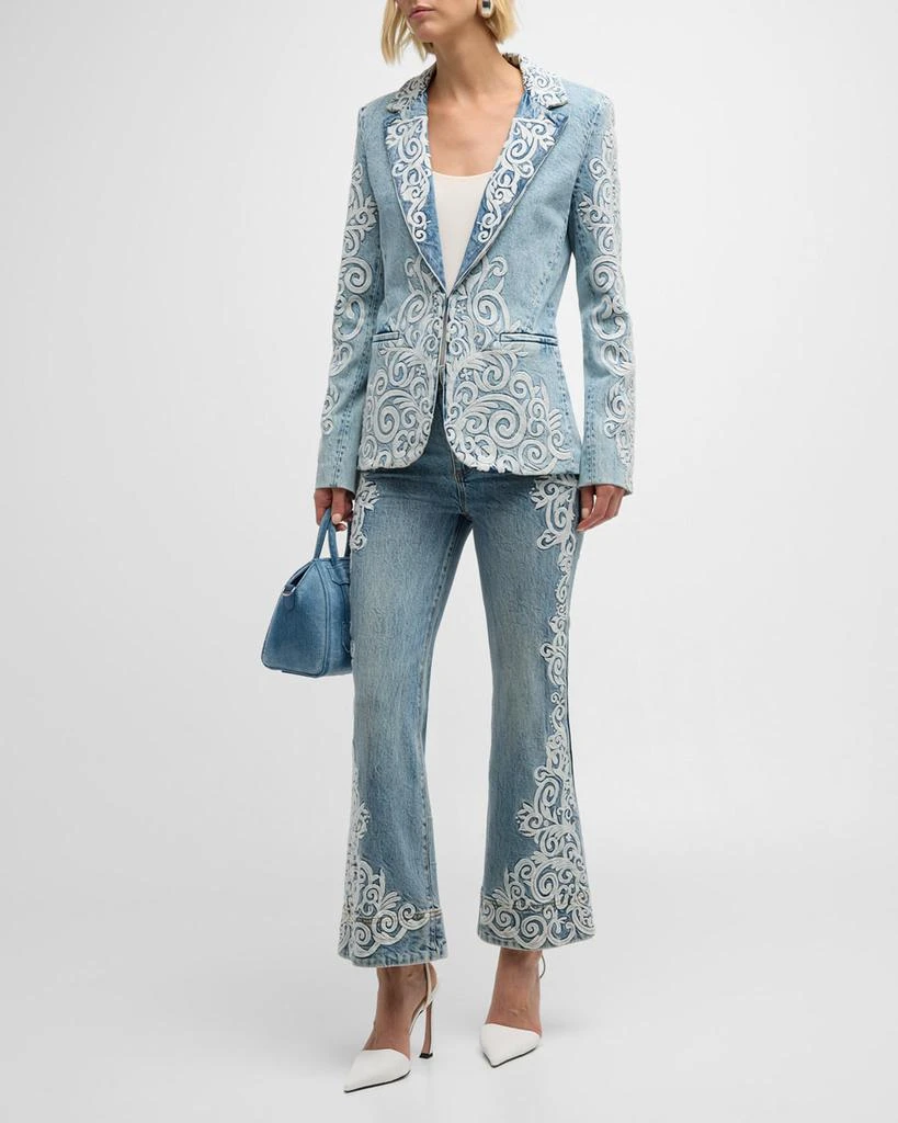 Alice + Olivia Macey Embroidered Denim Blazer 4