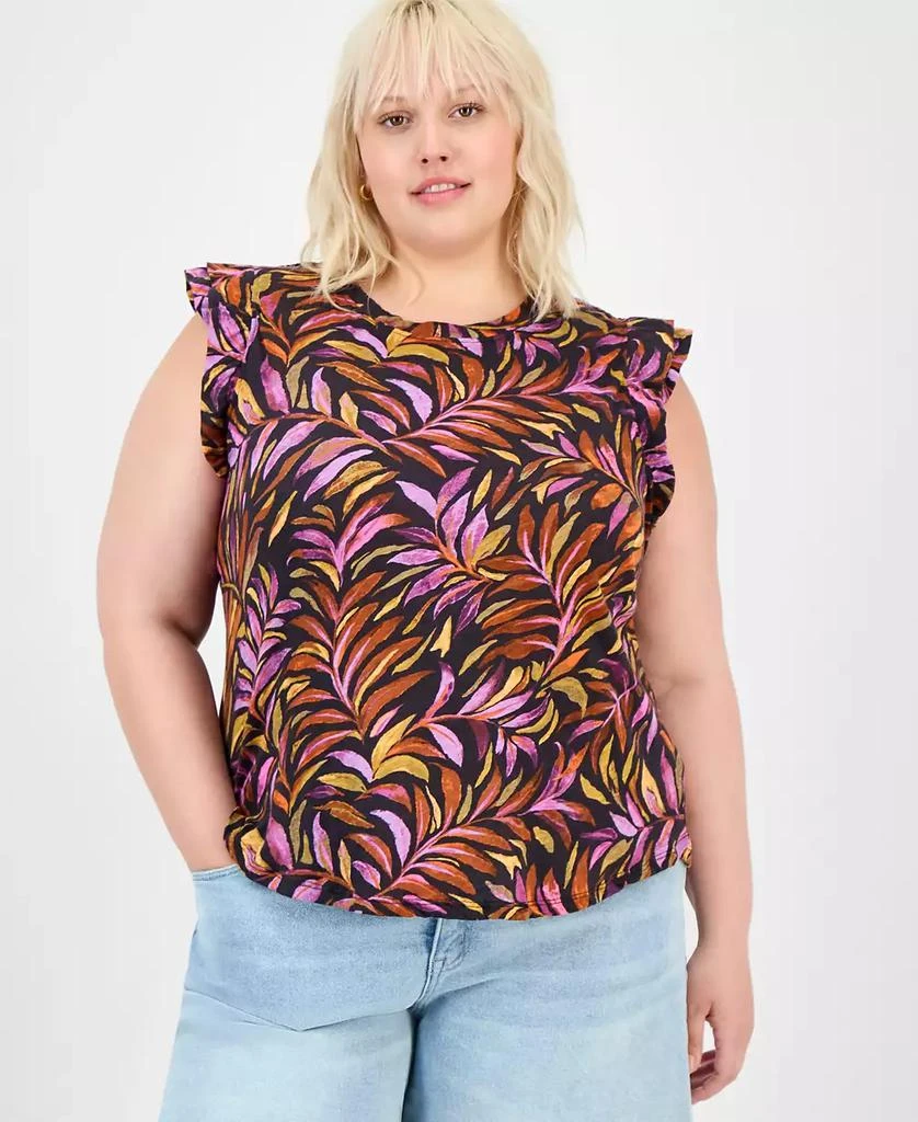Democracy Trendy Plus Double Ruffle Cap-Sleeve Top 1
