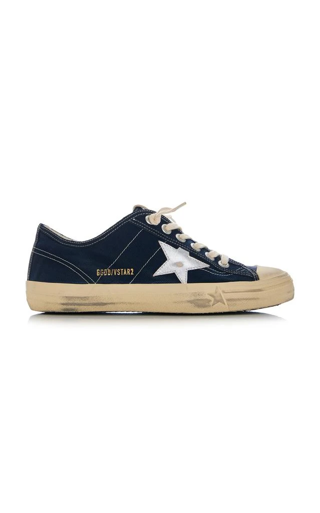 Golden Goose Golden Goose - V-Star 2 Leather-Trimmed Denim Sneakers - Blue - IT 38 - Moda Operandi 1