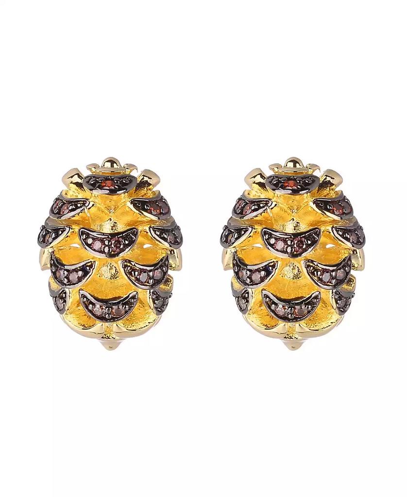 Noir Acorn Stud Earring With Cubic Zirconia Stones