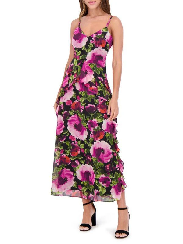 Siena Floral Ruffle A-Line Midi-Dress 1