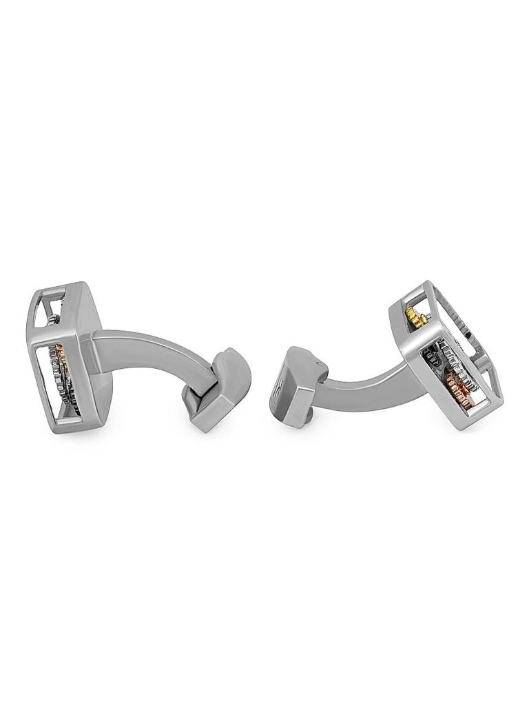 Tateossian Tri-Tone 
Enamel Gear Square Cufflinks 2