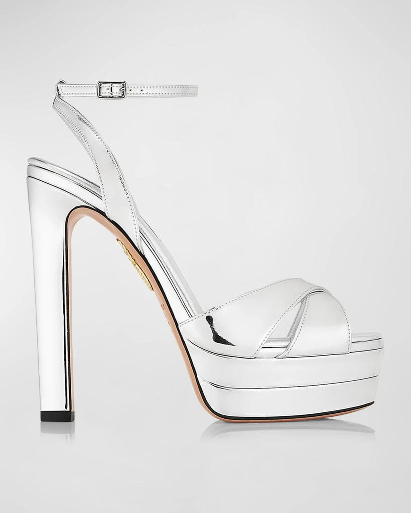 Aquazzura Divine Metallic Crisscross Platform Sandals 1
