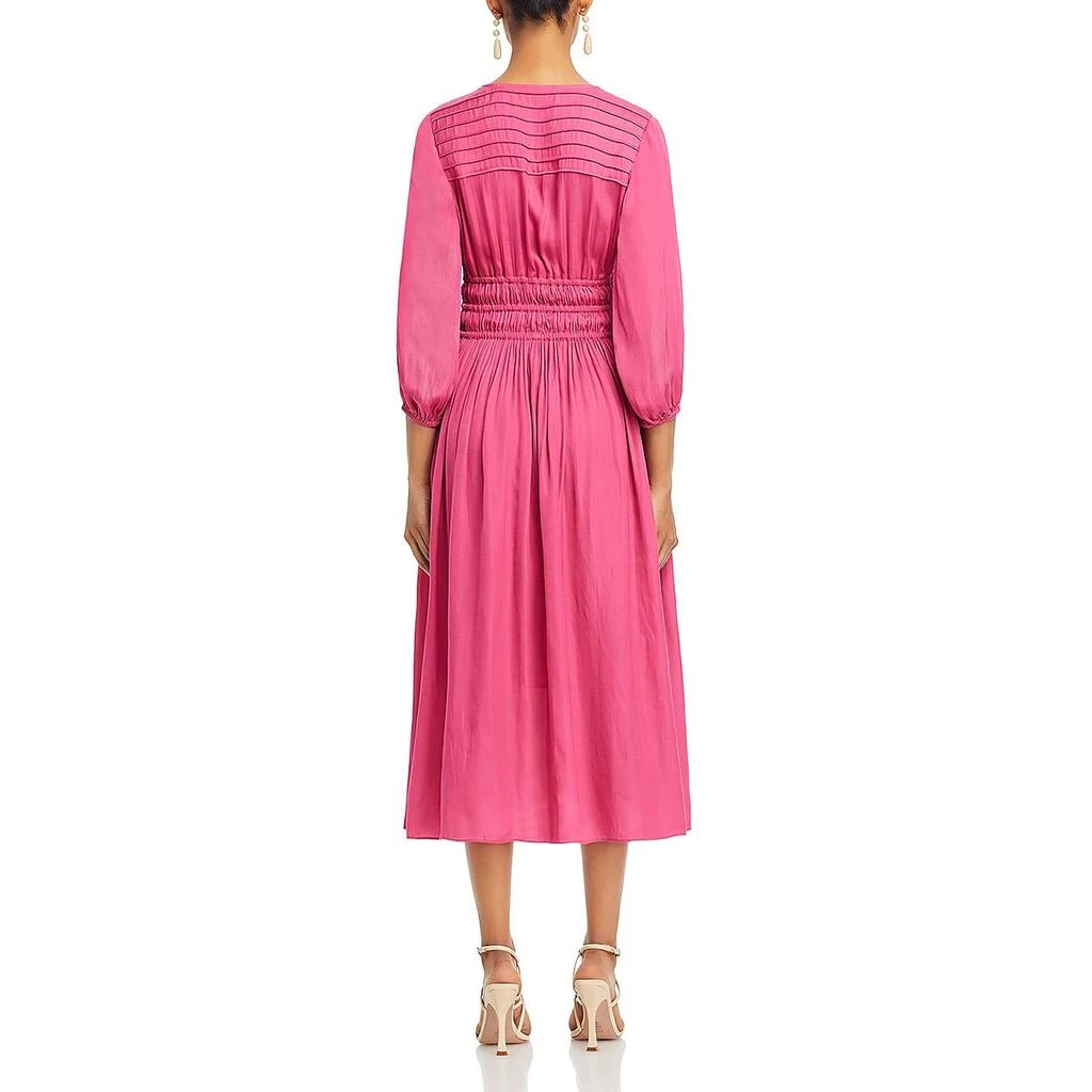 Tahari Womens V-Neck Ruffled Midi Dress 2