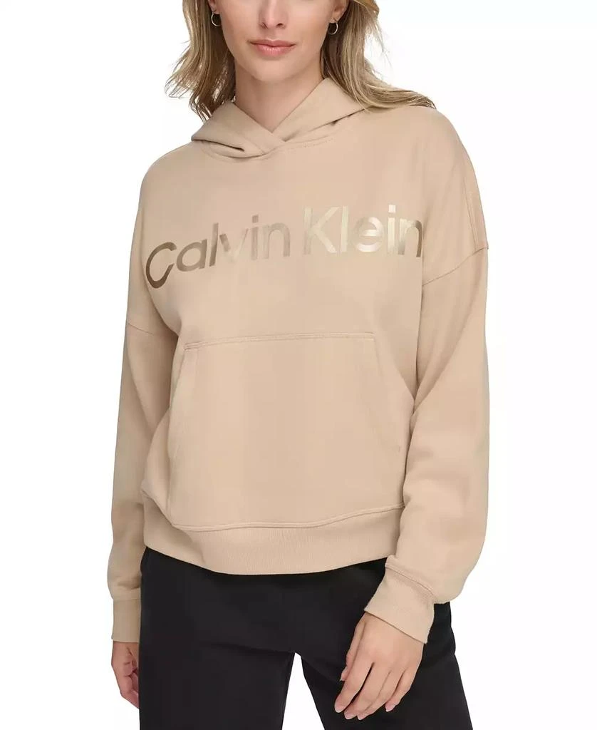 Calvin Klein Women's Metallic-Logo Dropped-Shoulder Hoodie 1