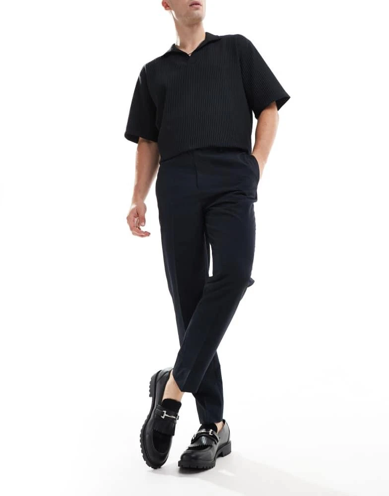 ASOS ASOS DESIGN smart tapered fit trousers in navy 4