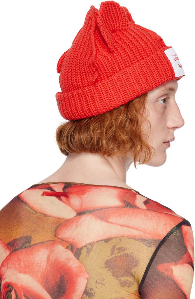 charles jeffrey loverboy ビーニー red Charles Jeffrey Loverboy Red Chunky Ears Beanie - Hats