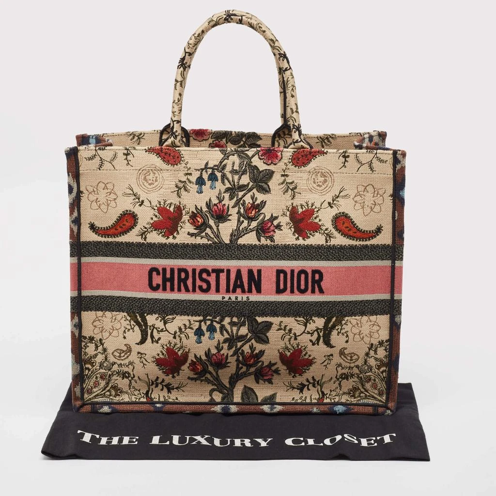 Dior Dior Multicolor Floral Embroidered Canvas Large Book Tote 12