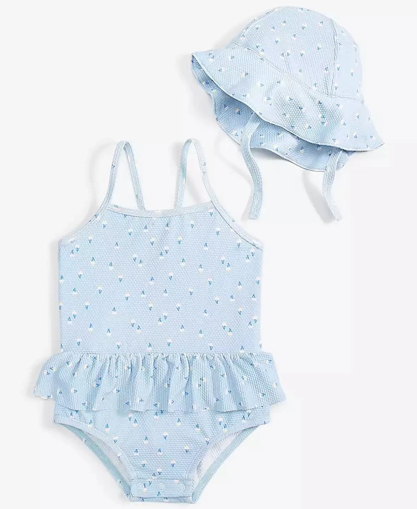 First Impressions Baby Girls Dainty Daisies Hat & One-Piece Swimsuit, 2 Piece Set, Created for Macy's 1
