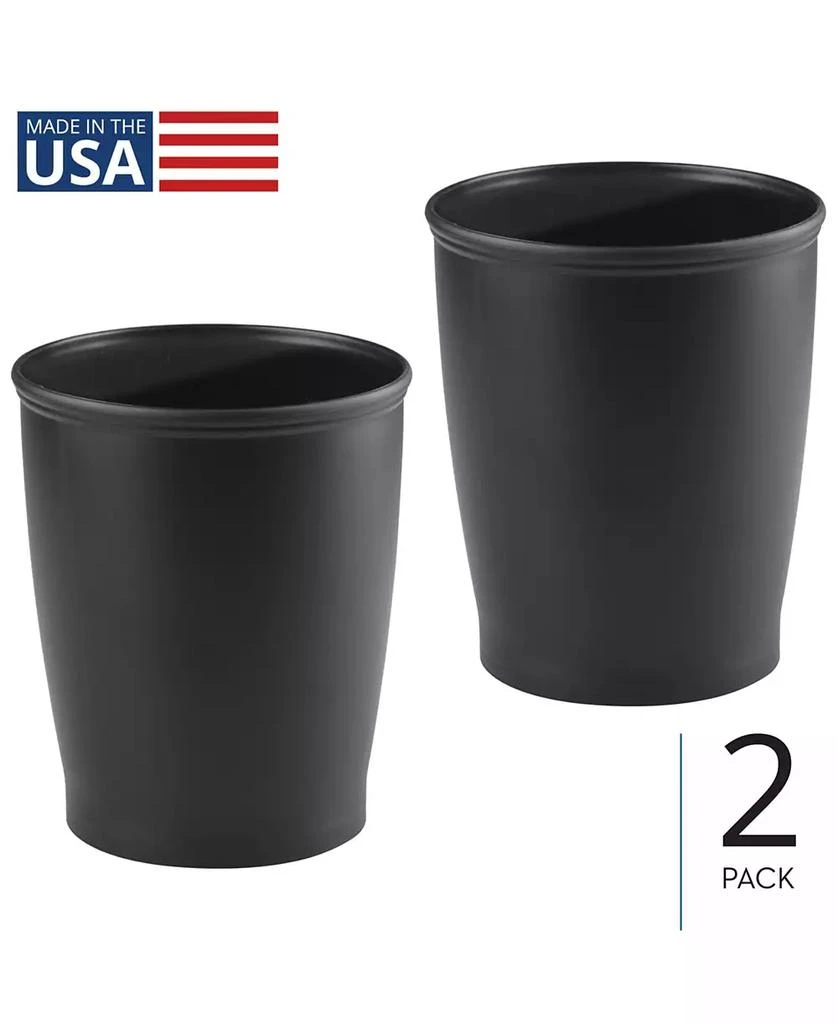 iDesign Round Plastic Bathroom Trash Cans - Set of 2 - Black - Made in USA