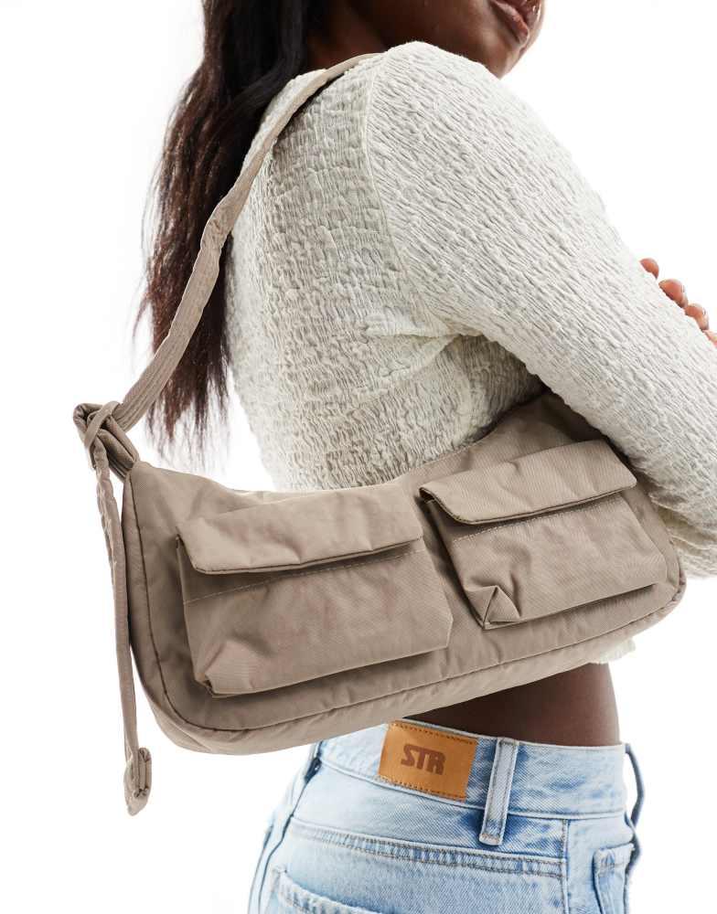 Baggu Baggu cargo nylon shoulder bag in dove grey